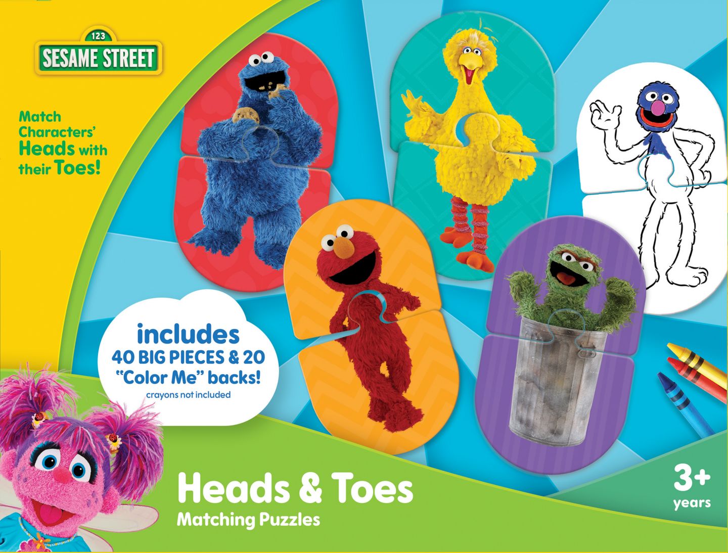 Детский пазл MasterPieces Puzzles Sesame Street - Heads & Toes Matching Jigsaw Puzzles, цвет: Разноцветный — фото 1