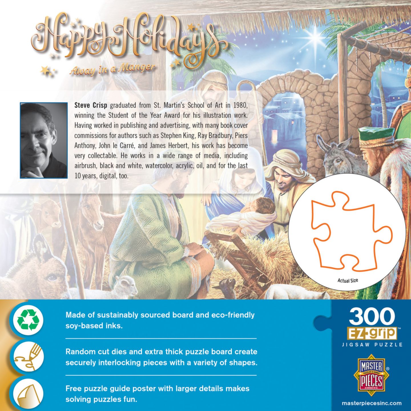 Пазл MasterPieces Puzzles Happy Holidays - Away in a Manger, 300 деталей, от 11 лет, цвет: Разноцветный — фото 3