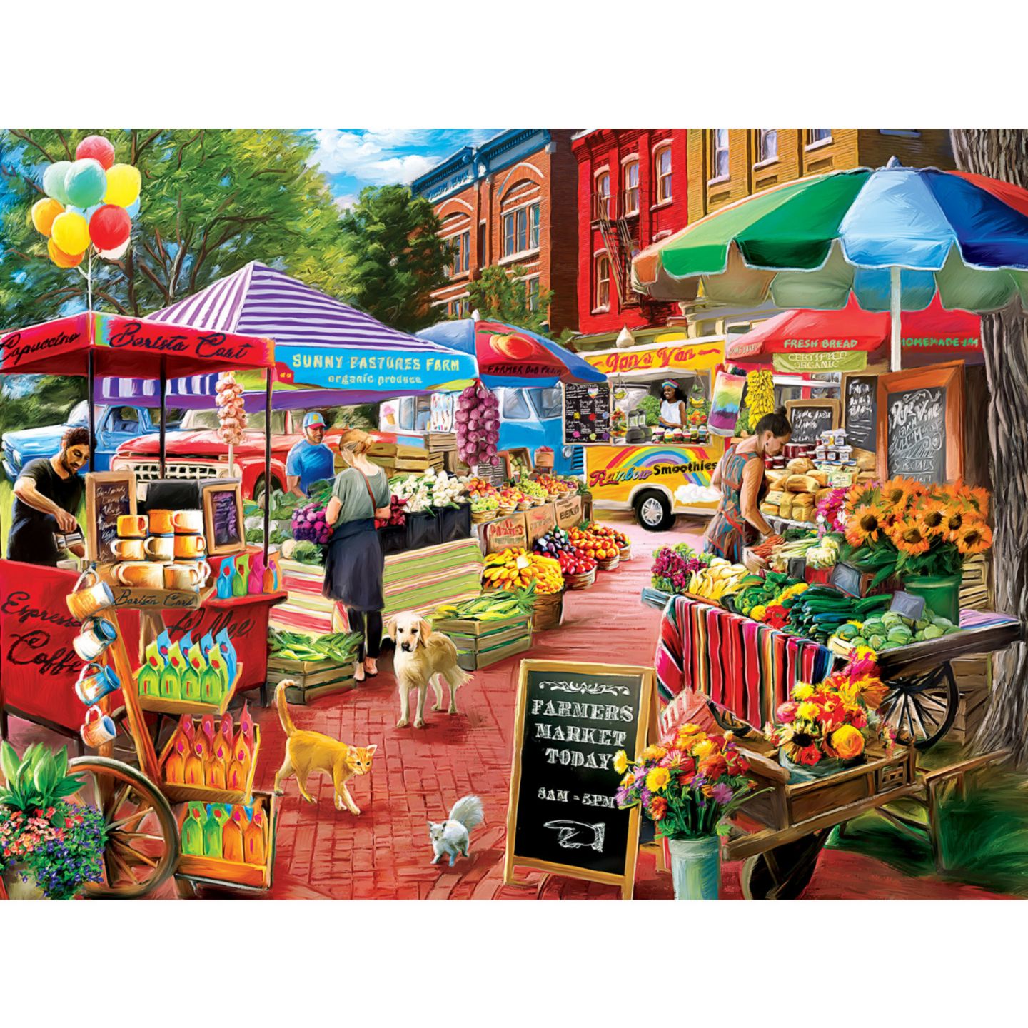 Детская игрушка MasterPieces Puzzles MasterPieces Farmer's Market - Town Square Booths 750 Piece Puzzle, цвет: Разноцветный — фото 2