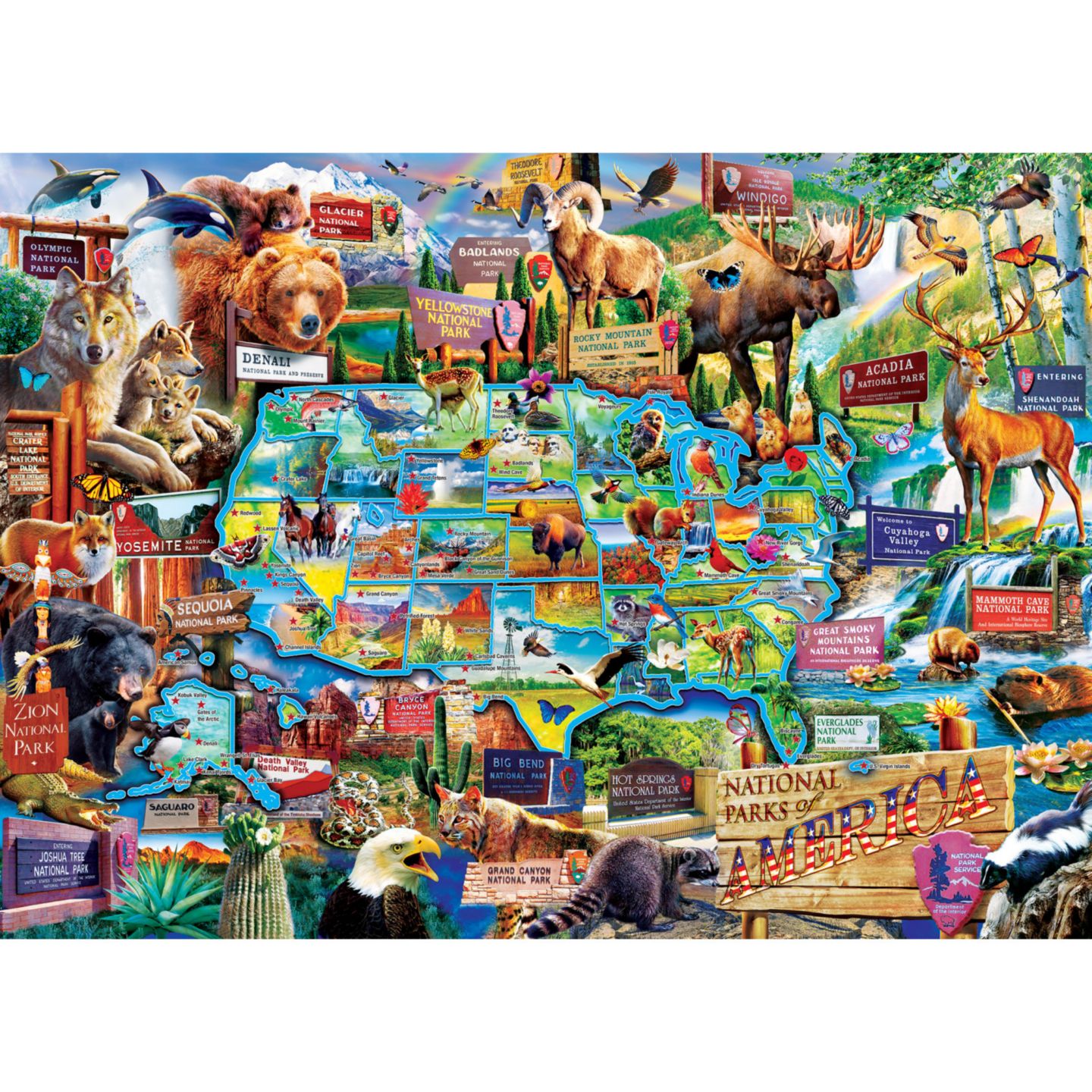 Детский пазл MasterPieces Puzzles MasterPieces National Parks of America 1000 Piece Jigsaw Puzzle, цвет: Разноцветный — фото 2