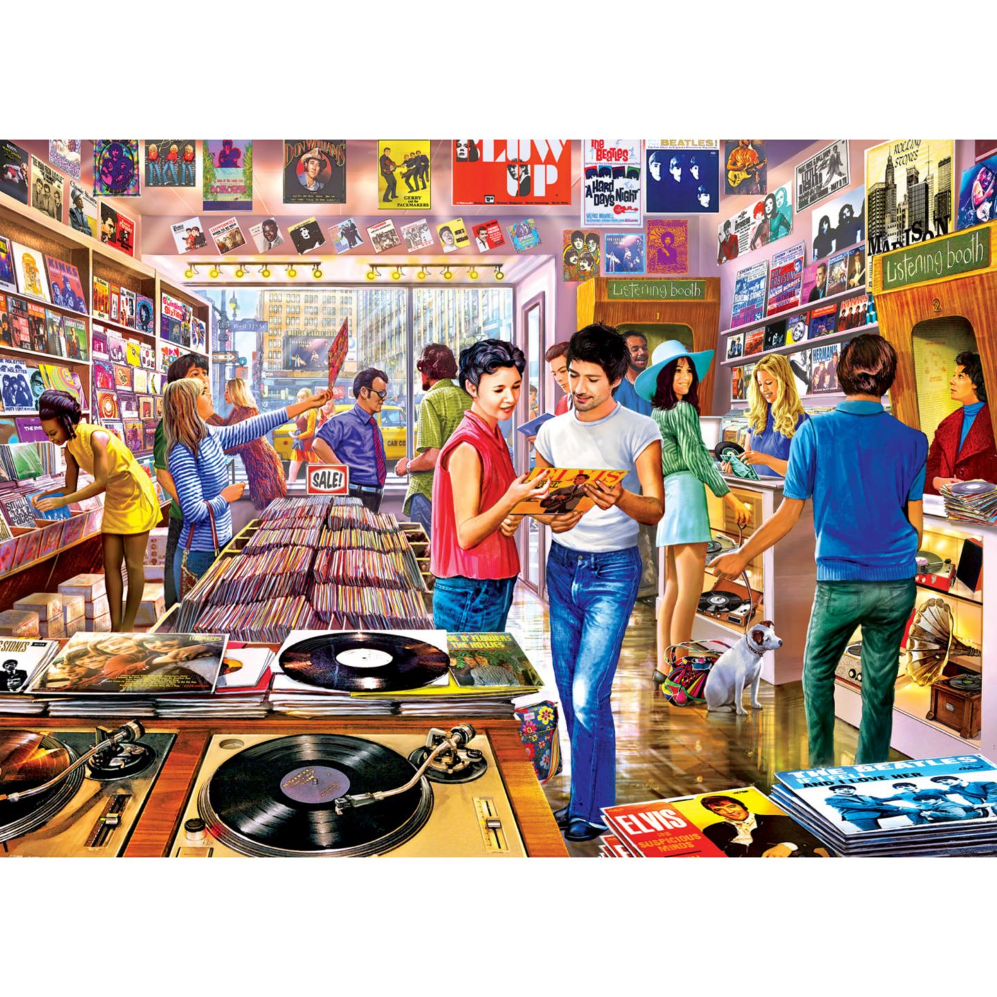 Детский пазл MasterPieces Puzzles Flashbacks Vintage Vinyl Records 1000 Piece Jigsaw Puzzle, от 14 лет, цвет: Разноцветный — фото 2