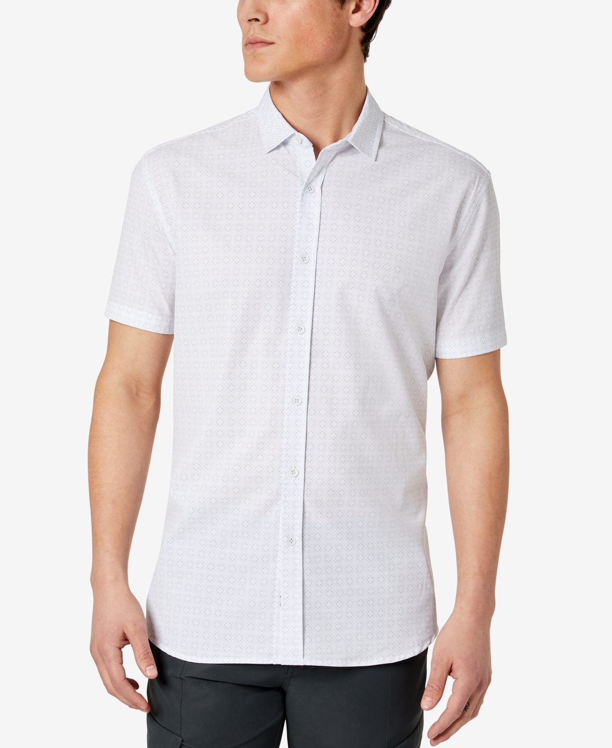 Kenneth Cole Men's Short-sleeve Sport Shirt In White Dot Diamond