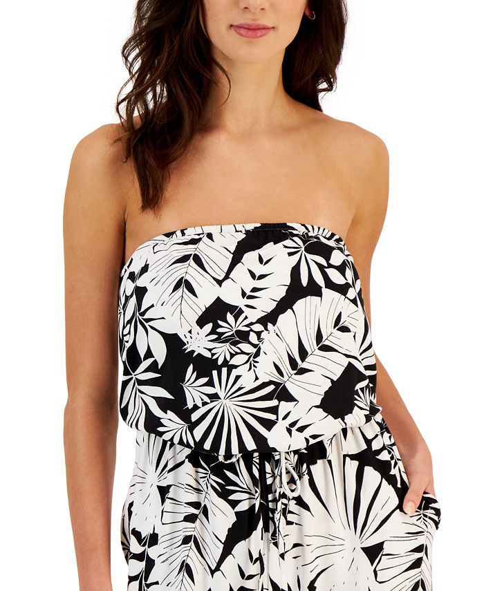 J Valdi Women's Jungle StraightNeck Sleeveless Jumpsuit CoverUp Macy's