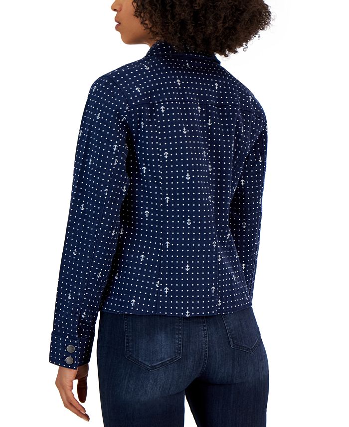 Charter Club Women's MarinerDot Denim Jacket, Created for Macy's Macy's