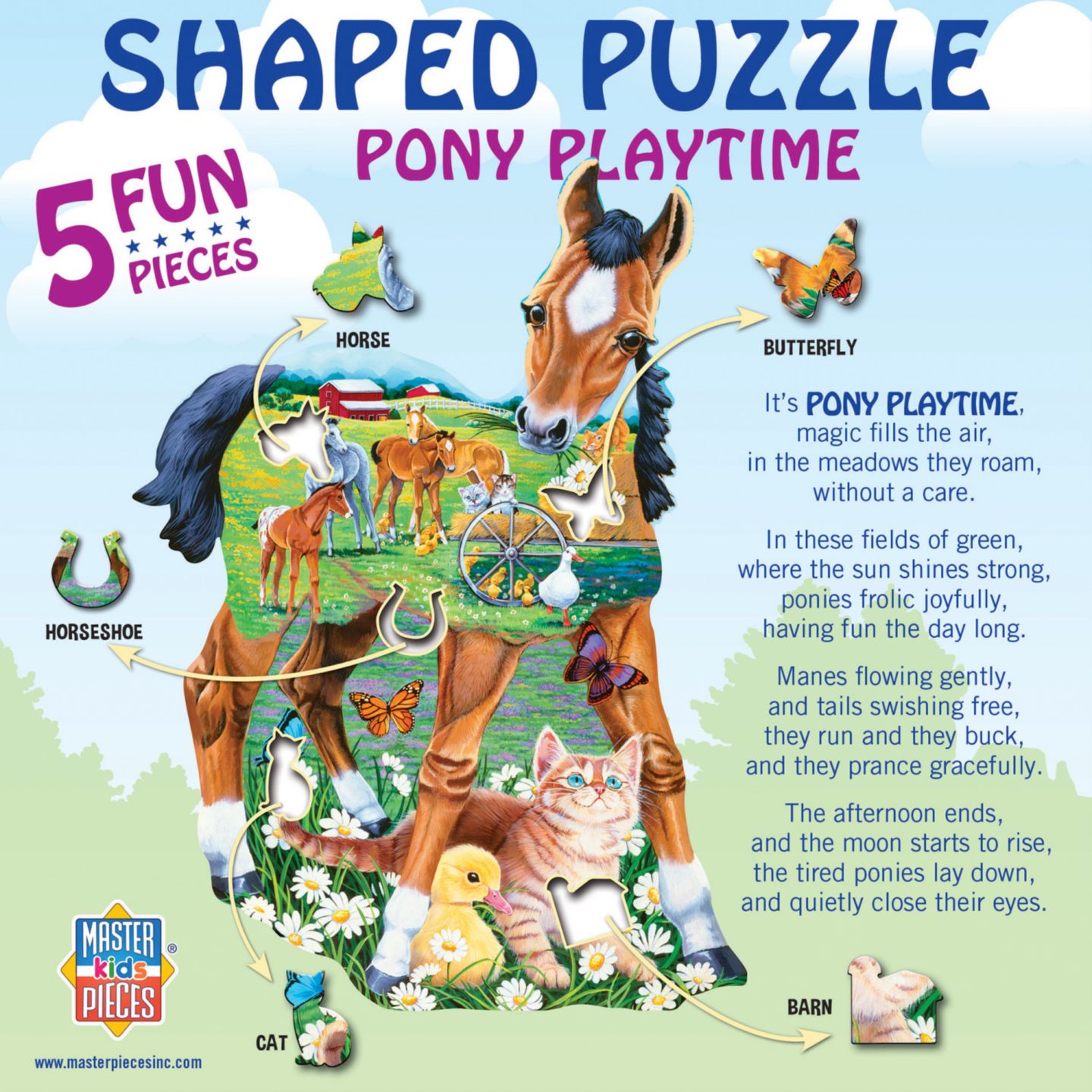 Детский пазл MasterPieces Puzzles Pony Playtime 100 Piece Shaped Jigsaw Puzzle, от 6 лет, цвет: Разноцветный — фото 3