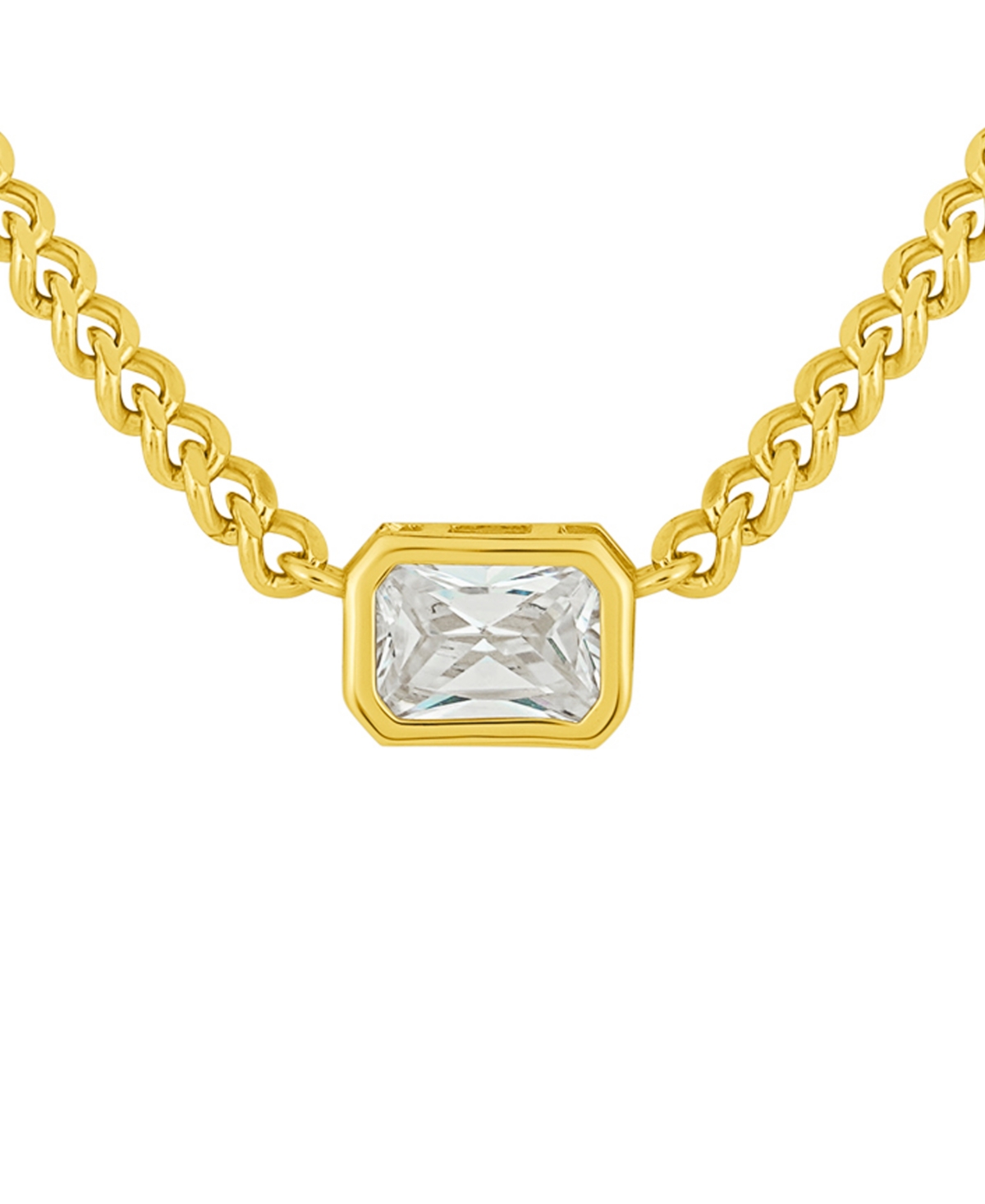 Cubic Zirconia (8.0 ct.t.w.) Curb Chain Necklace - Fine Silver Plated