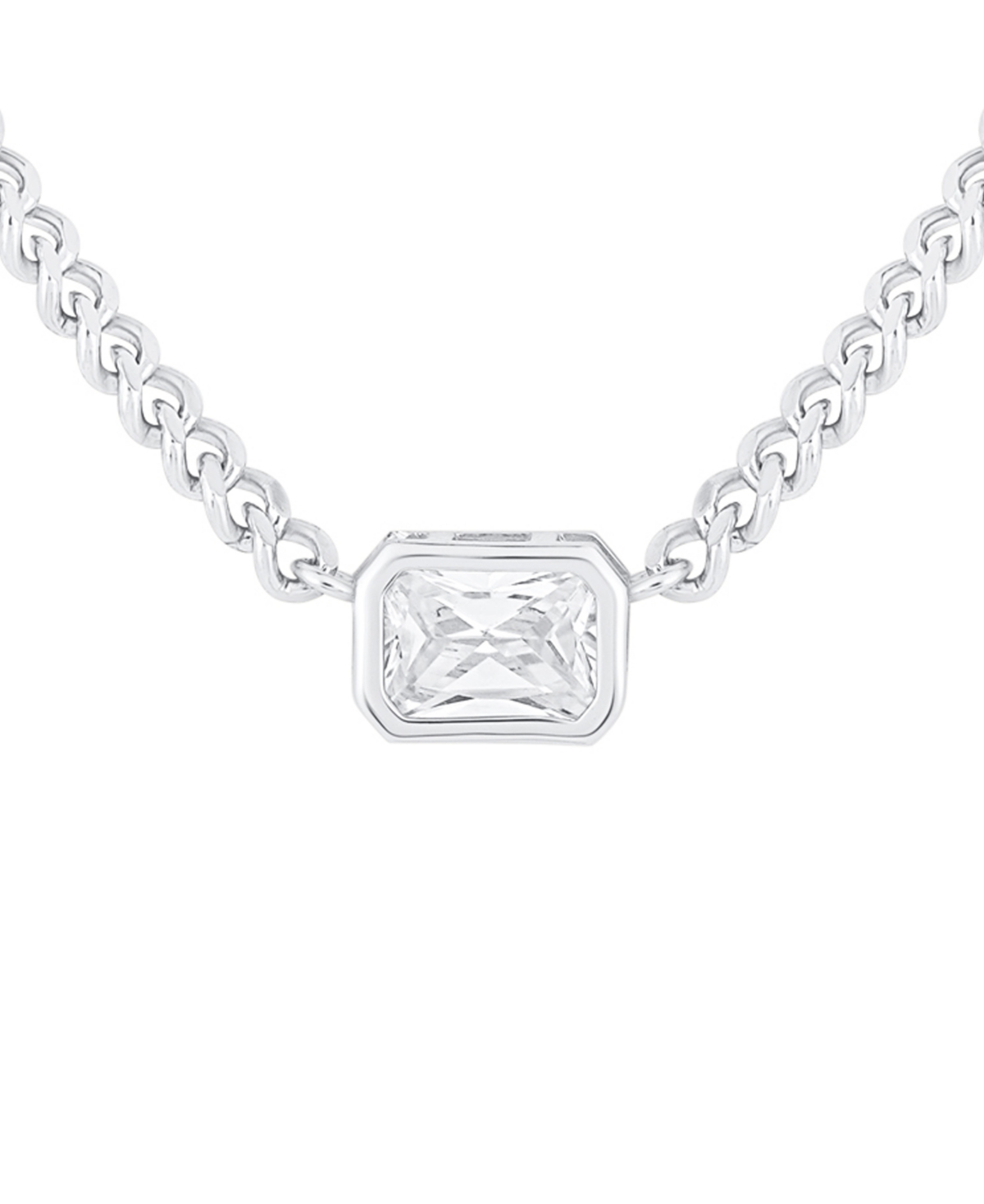 And Now This Cubic Zirconia (8.0 Ct.t.w.) Curb Chain Necklace In Fine Silver Plated
