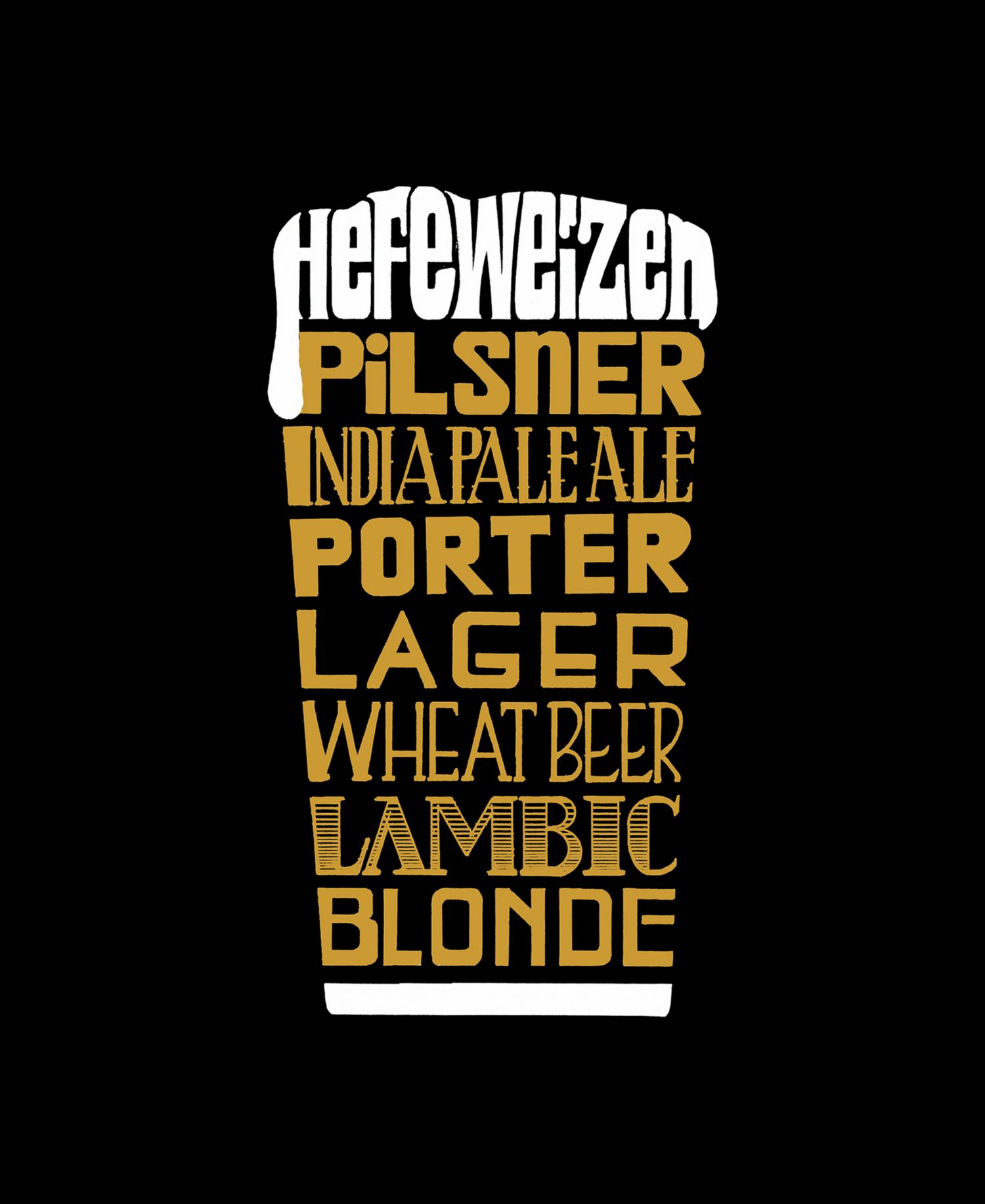 Men's Styles of Beer Word Art Hooded Sweatshirt
