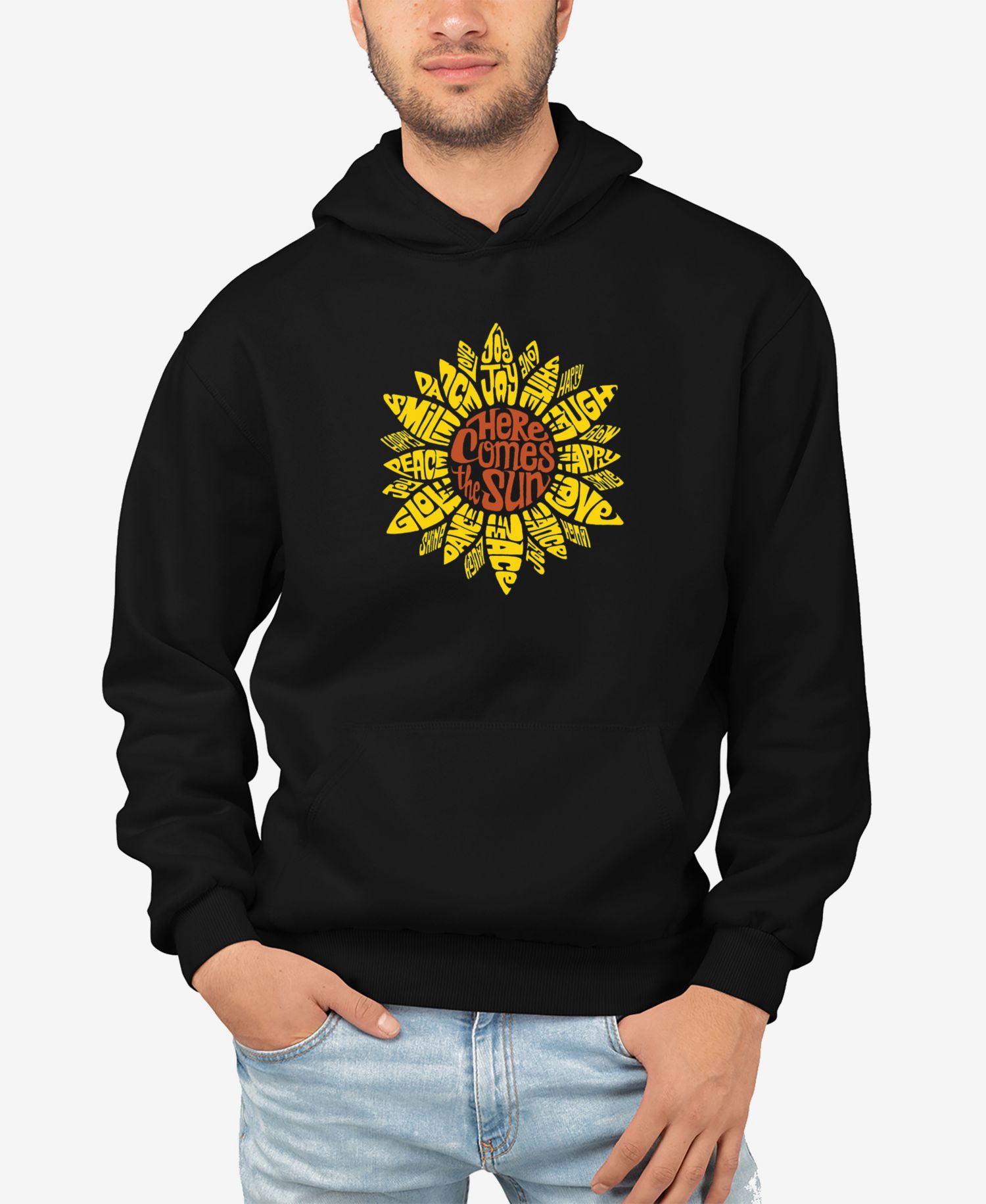 Men's Sunflower Word Art Hooded Sweatshirt