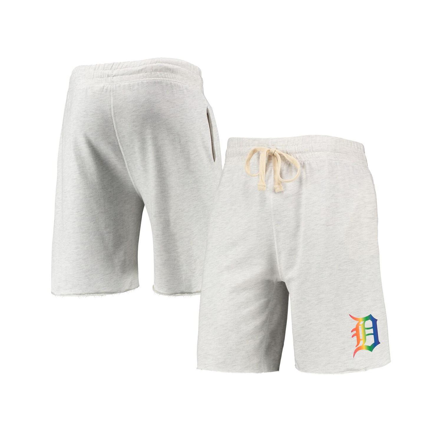 Men's Oatmeal Detroit Tigers Mainstream Logo Terry Tri-Blend Shorts