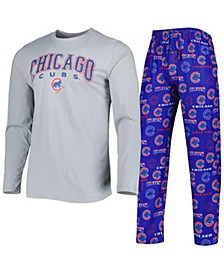 Men's Royal, Gray Chicago Cubs Breakthrough Long Sleeve Top and Pants Sleep Set