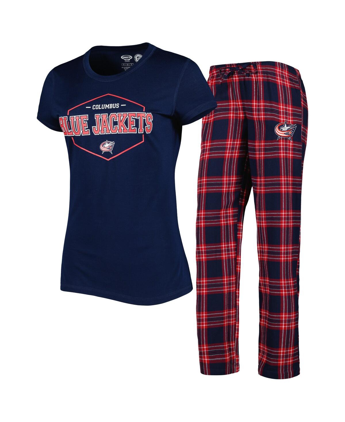 Women's Concepts Sport Navy, Red Columbus Blue Jackets Badge T-shirt and Pants Sleep Set - Navy, Red