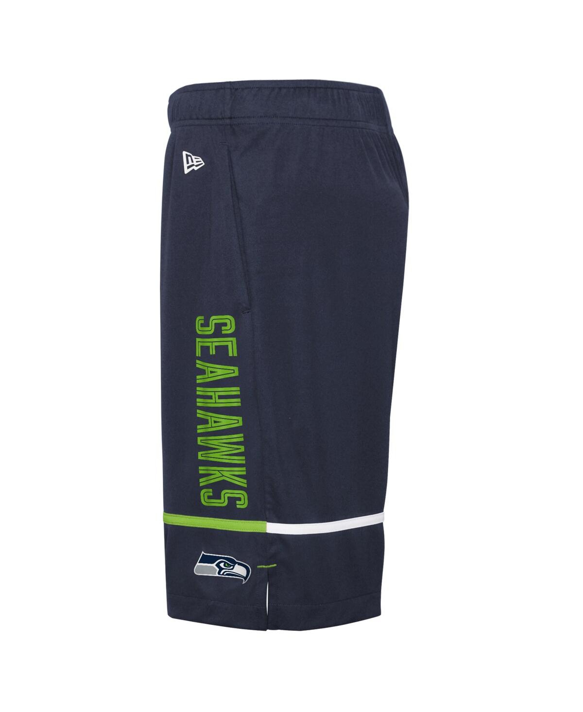 NEW ERA MEN'S NEW ERA COLLEGE NAVY SEATTLE SEAHAWKS COMBINE AUTHENTIC RUSHER TRAINING SHORTS 