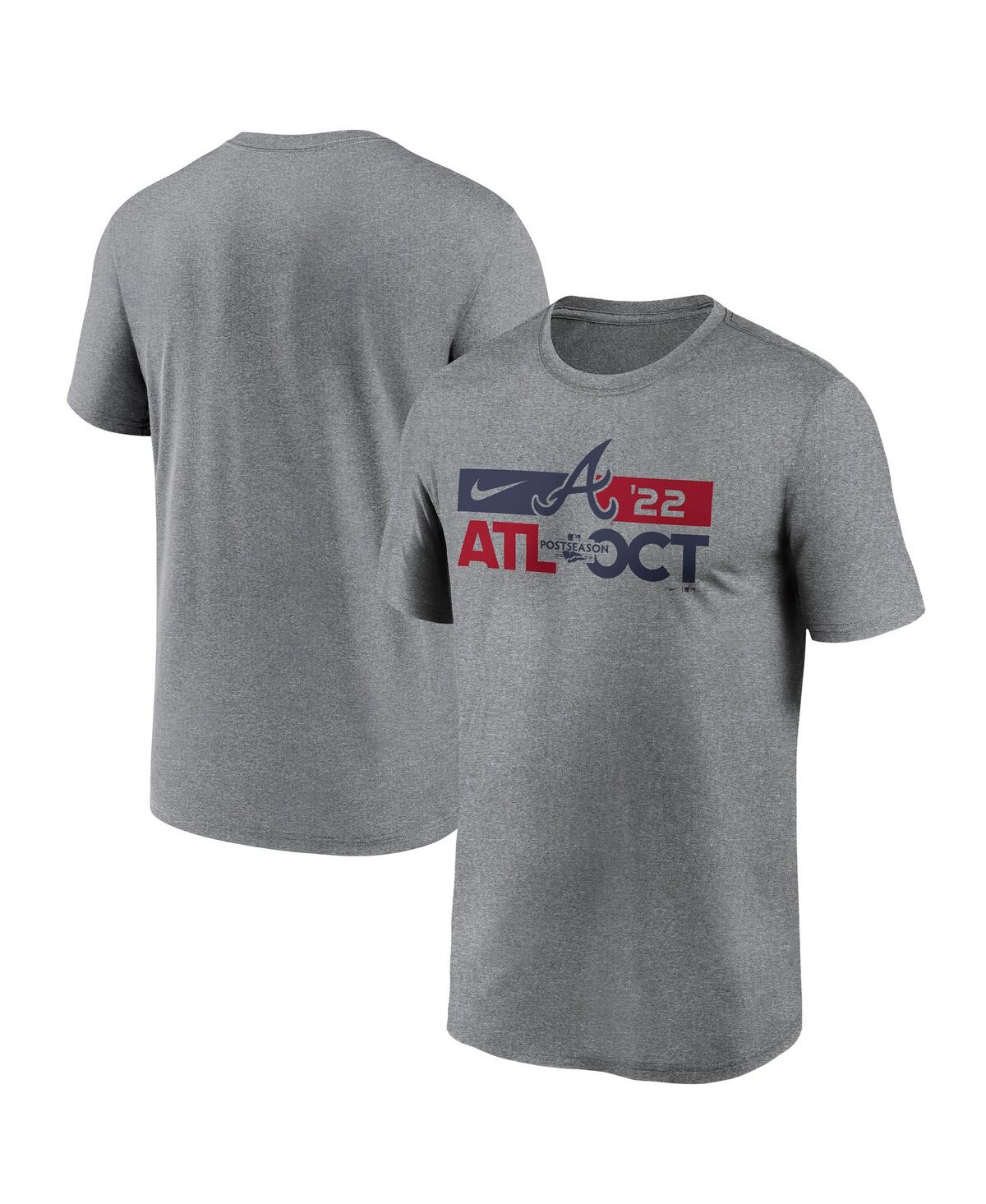 Men's Nike Heather Charcoal Atlanta Braves 2022 Postseason T-shirt