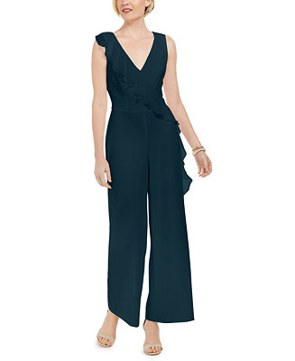 Connected Petite Ruffled Jumpsuit - Macy's