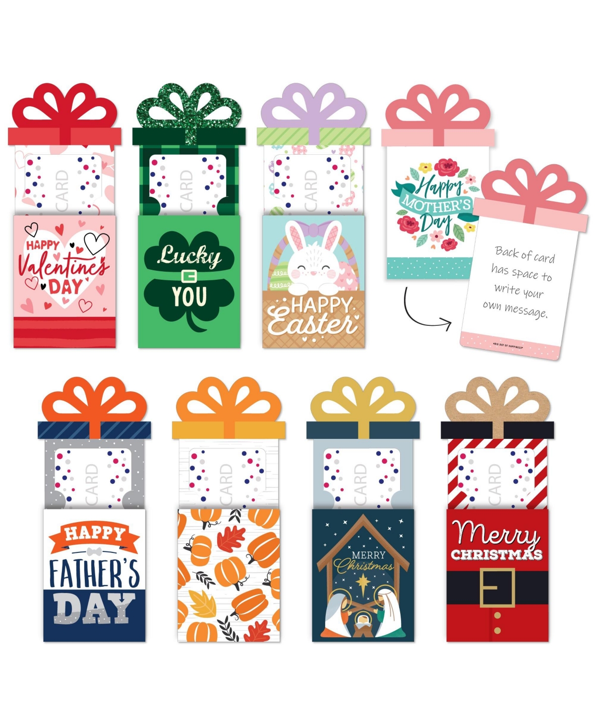 Assorted Seasonal Cards Holiday Money/Gift Card Sleeves Nifty Gifty Holders 8 Ct