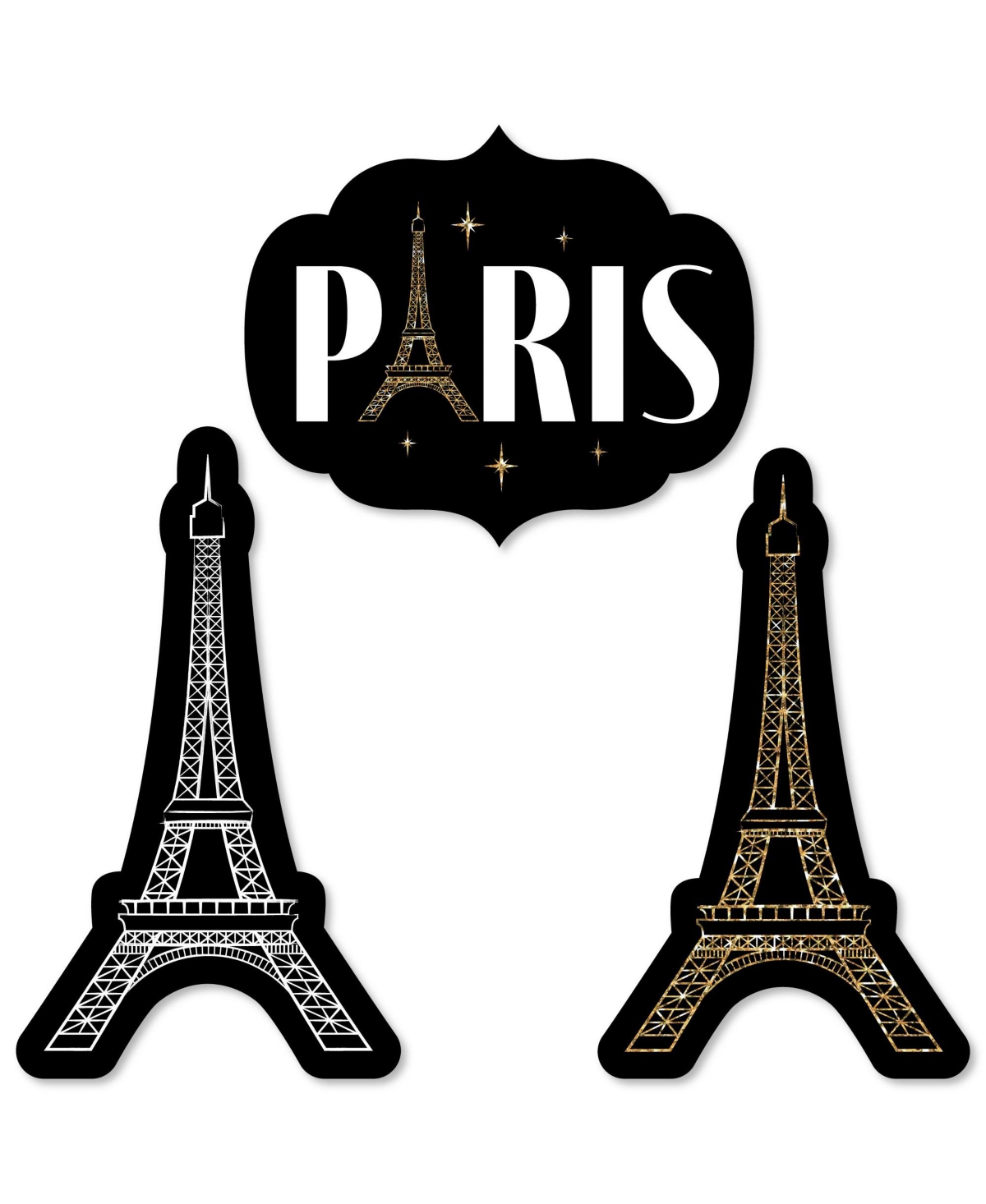 Stars Over Paris - Diy Shaped Parisian Themed Party Cut-Outs - 24 Count
