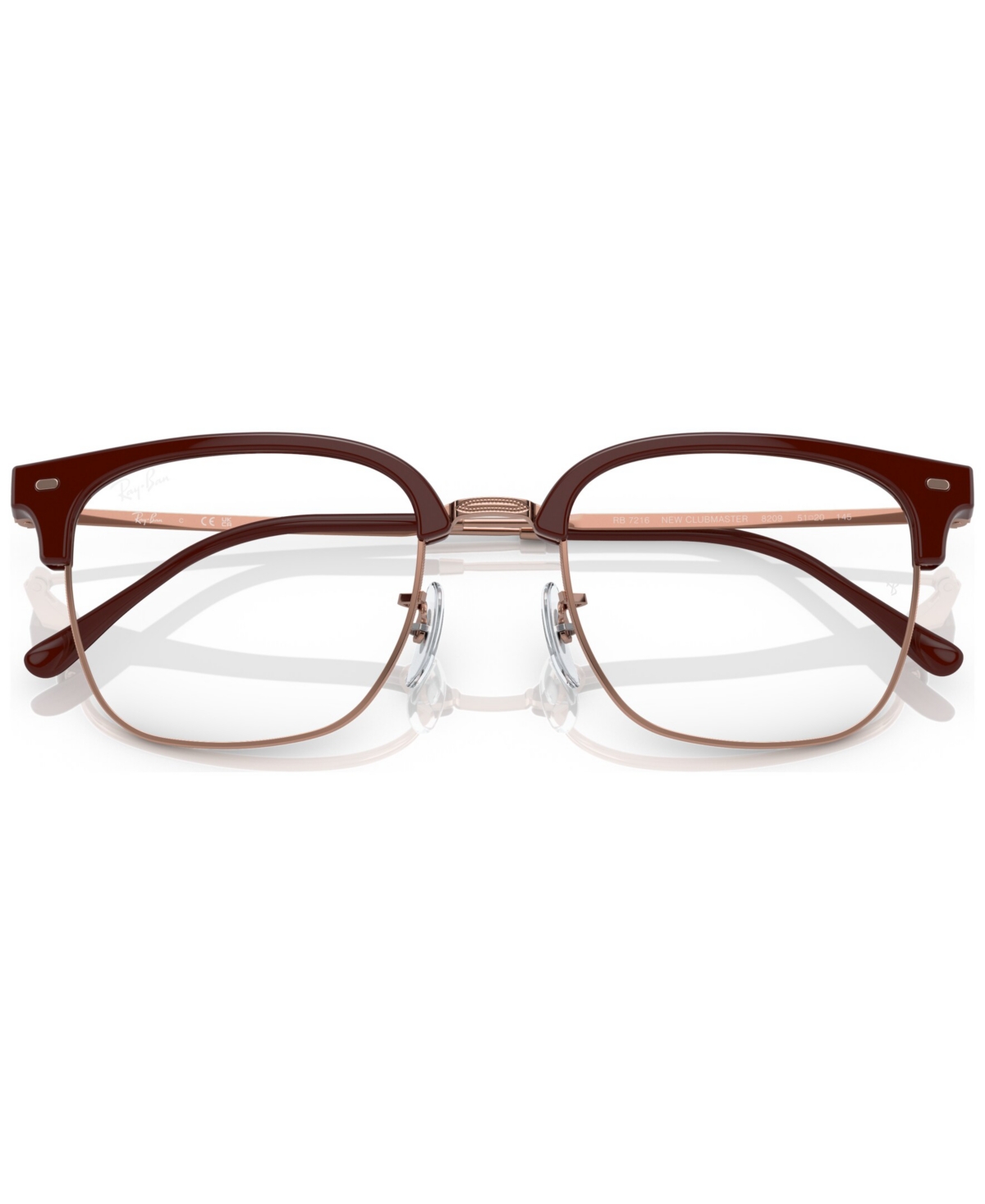 Ray Ban Unisex Square Eyeglasses, Rx721651-o In Bordeaux On Rose Gold-tone