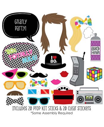 Big Dot of Happiness 80's Retro - Totally 1980s Photo Booth Props Kit ...
