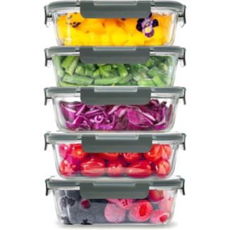 Zulay Kitchen 5-Piece Borosilicate Glass Clear Food Storage Containers - Macy's
