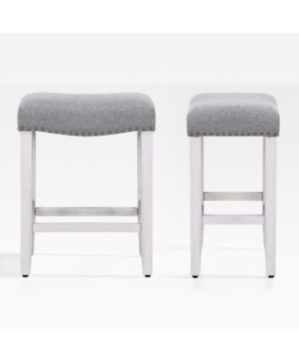 24" Upholstered Saddle Seat Counter Stool (Set of 2)