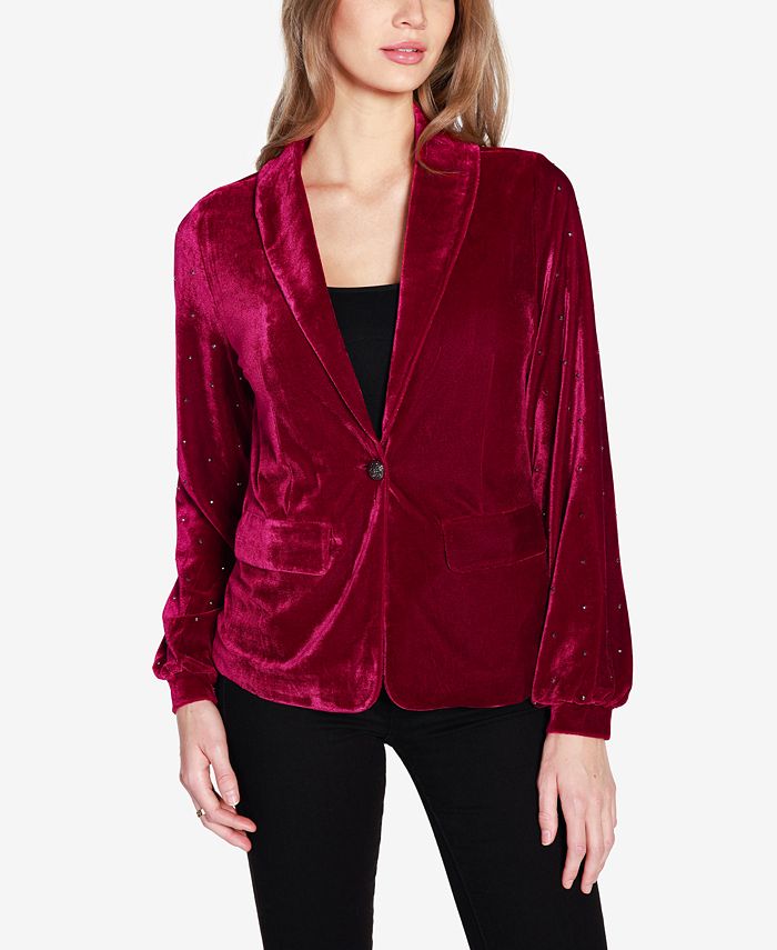 Belldini Black Label Petite Embellished Velvet Blazer Macy s