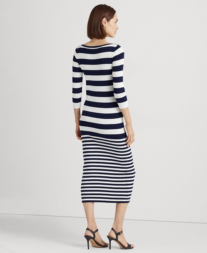 Lauren Ralph Lauren Women's Striped Cotton-Blend Dress - Macy's