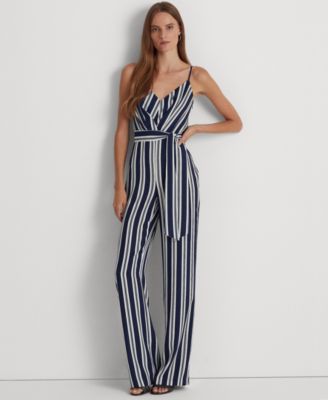 Lauren Ralph Lauren Women s Striped Belted Crepe Jumpsuit Macy s