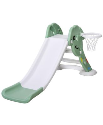 Lightweight Kids Slide, Basketball Hoop, Activity Playset, Green and White