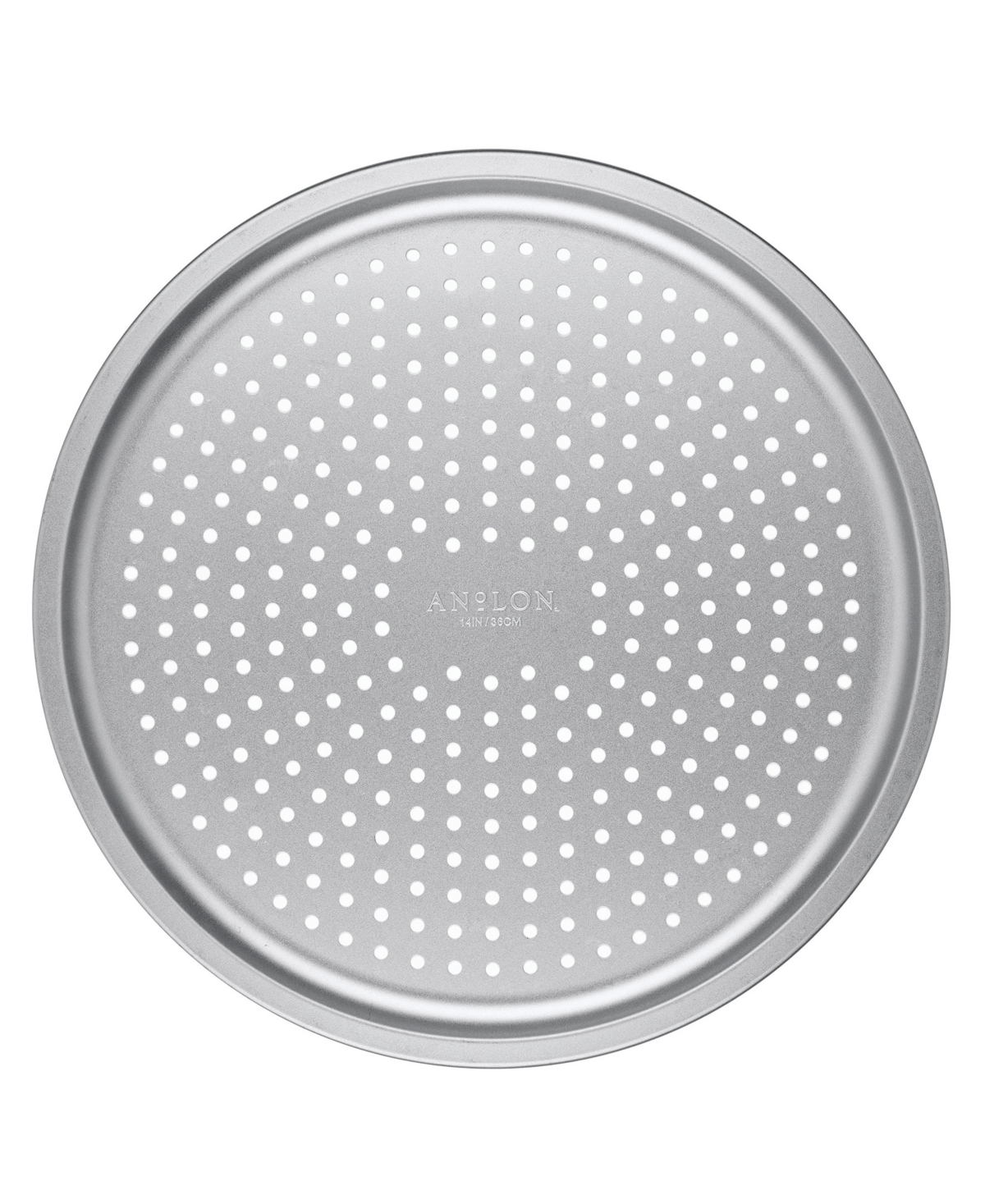 Anolon Pro-bake Bakeware Aluminized Steel Perforated Pizza Pan, 14" In Silver-tone