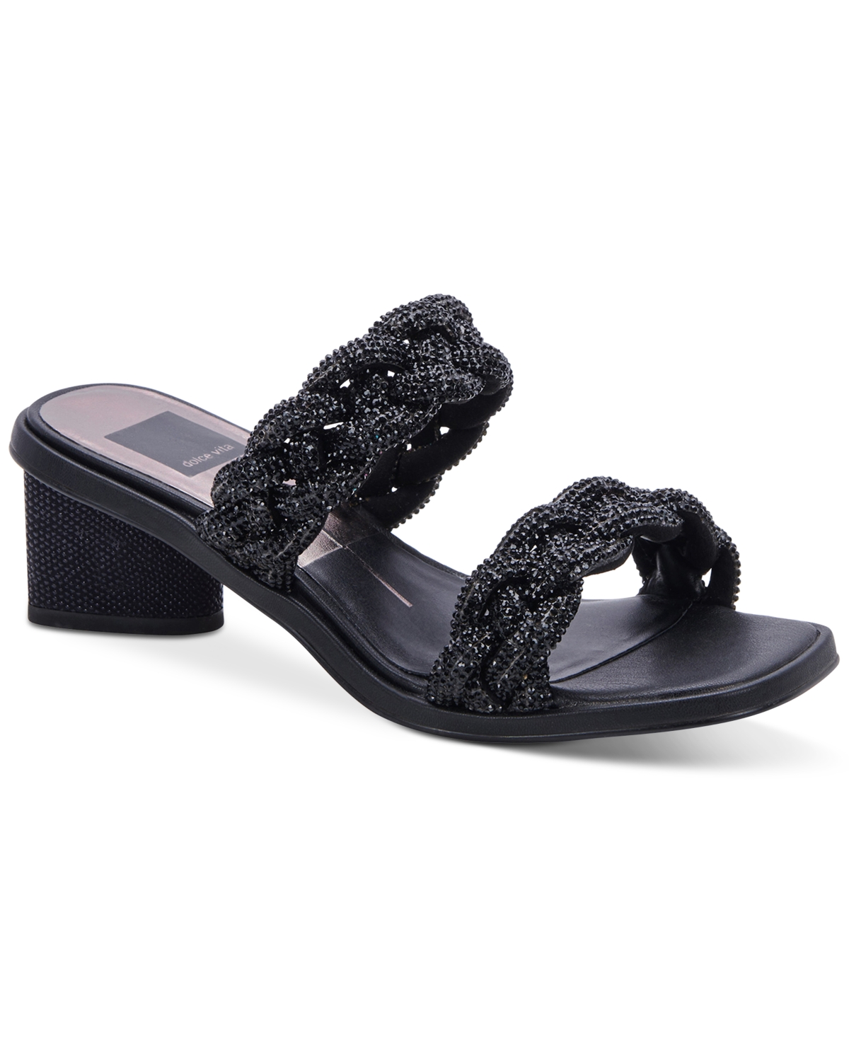Dolce Vita Ronin Rhinestone Slide Sandal In Black Rhinestone