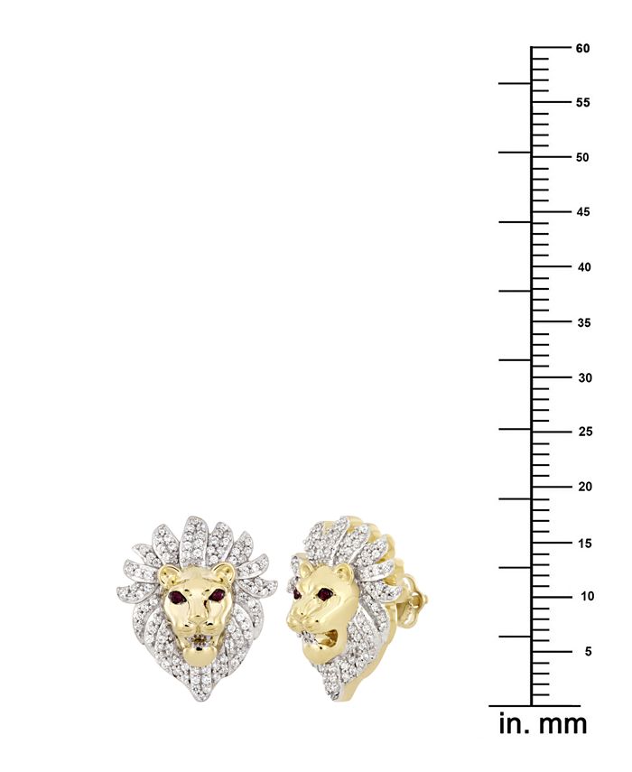 Macy's Men's Diamond (1/2 ct. t.w.) & Ruby Accent Lion Head Stud