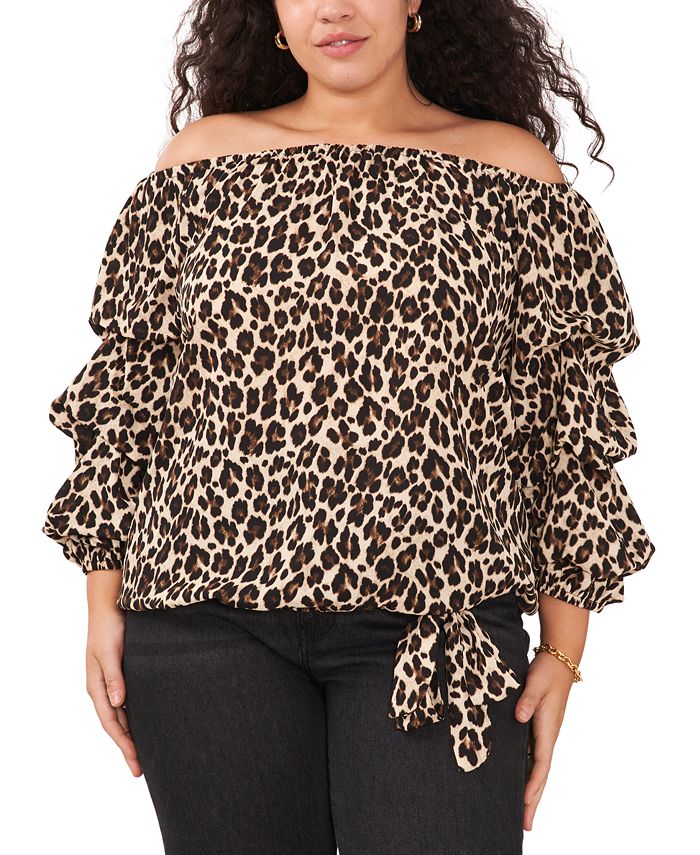 Leopard print off the shoulder top outlet