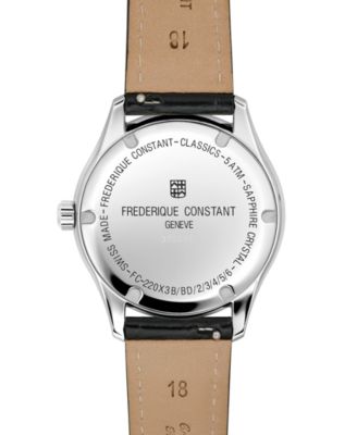 Women's Swiss Classic Diamond (3/8 ct. t.w.) Black Leather Strap Watch 36mm