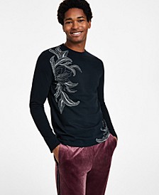 Men's Jordan Classic-Fit Long-Sleeve Drawn Leaf Print T-Shirt, Created for Macy's