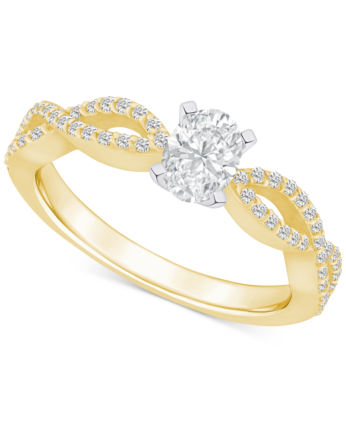 Macy's Diamond Oval Twist Shank Engagement Ring (5/8 Ct. T.w.) In 14k Gold In Yellow Gold