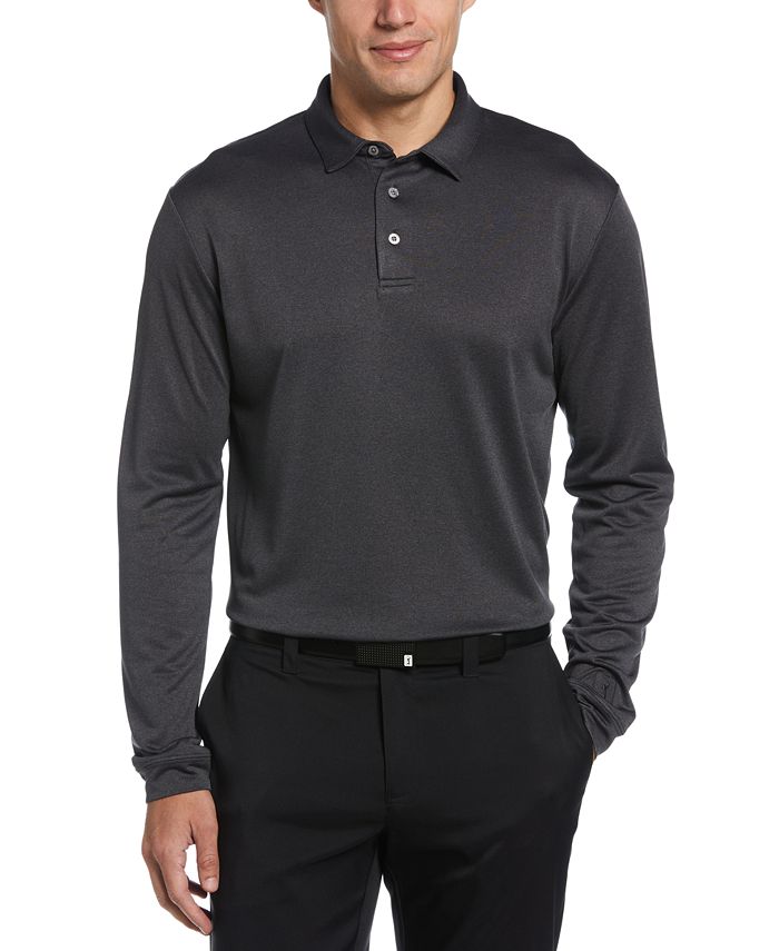 PGA TOUR Men's Micro Birdseye Print Long-Sleeve Polo Shirt - Macy's