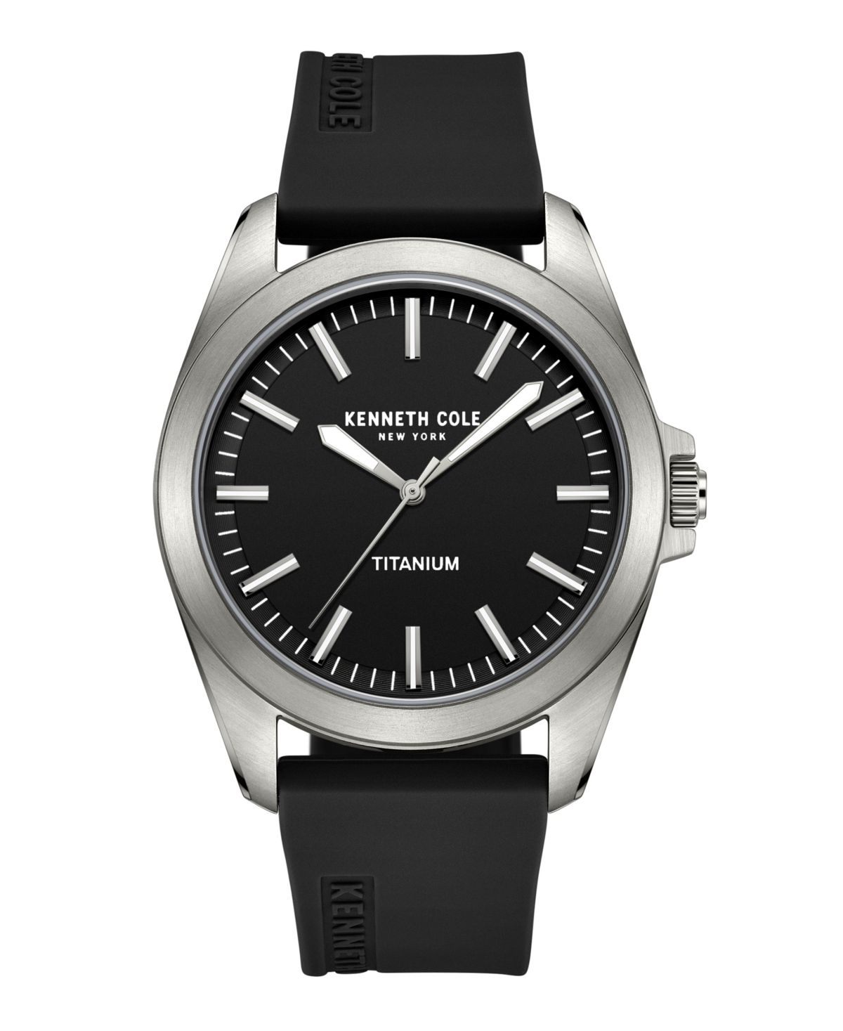 Men's Titanium Black Silicone Strap Watch 42mm - Black