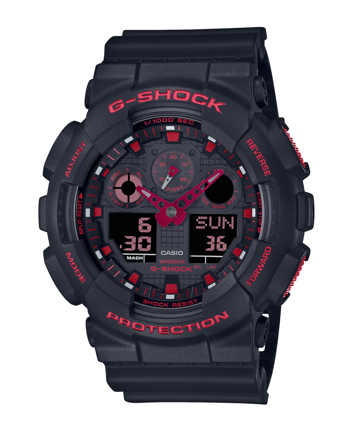 G-Shock Men's Two Hand Quartz Black Resin Strap Ana-Digi Watch, 51.2mm, GA100BNR-1A