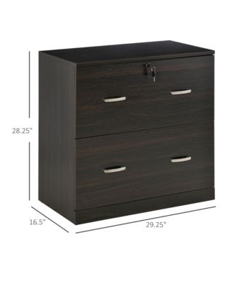 Wood Office File Cabinet with Drawers, Lock and Key for A4 Size,