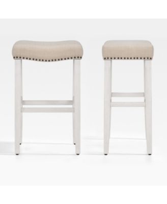 29" Upholstered Saddle Seat Bar Stool (Set of 2)