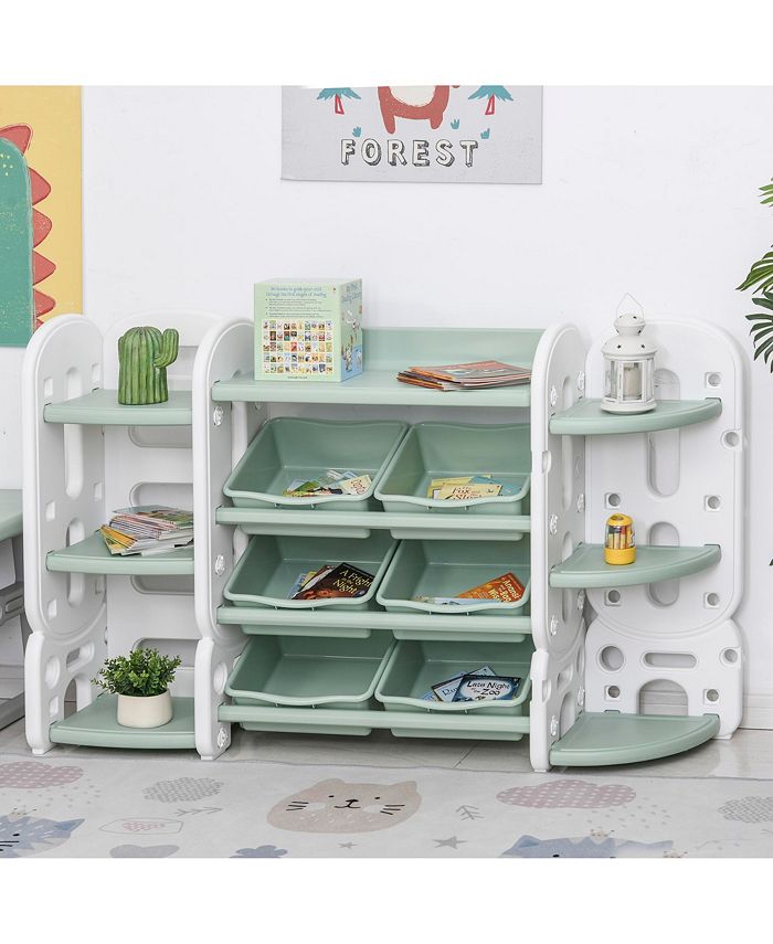 Qaba Kids Organization Toy Rack w/ 7 Individual Shelves & 6 Removable Bins Macy's