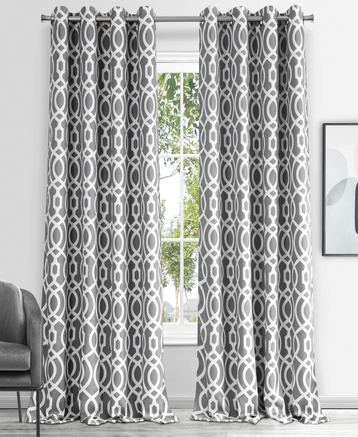 Dainty Home Trellis Blackout Window Panel, 54" X 84" In Silver-tone