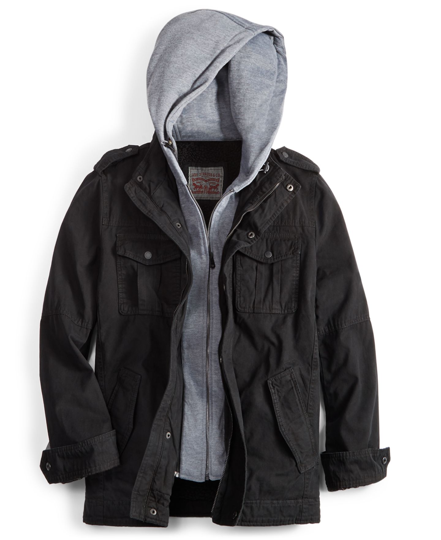 Мужская куртка Levi's Two Pocket Hooded Trucker, цвет: Чёрный — фото 4