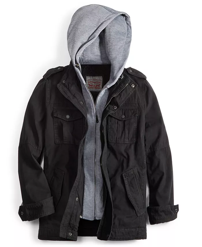 Men's Two Pocket Hooded Trucker Jacket - thumbnail 4