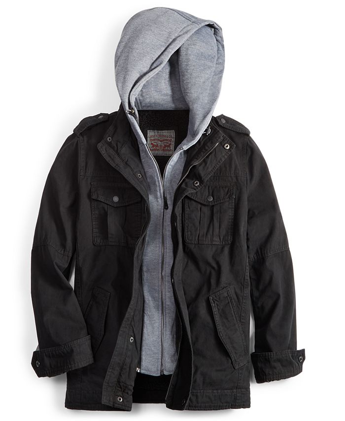 Levi's Men's Sherpa Lined Two Pocket Hooded Trucker Jacket & Reviews -  Coats & Jackets - Men - Macy's