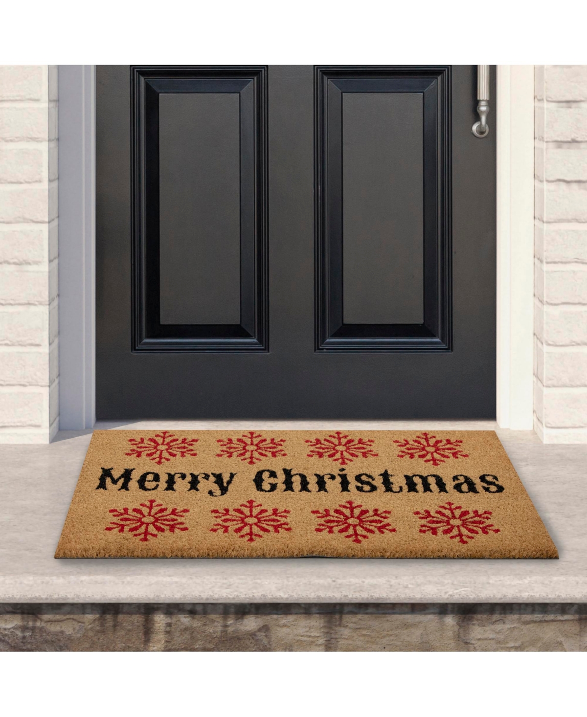 Northlight Natural Coir Merry Christmas Snowflake Doormat, 18" X 30" In Brown