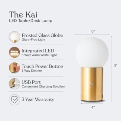 Kai 11" Dimmable LED Cement Modern Table Lamp