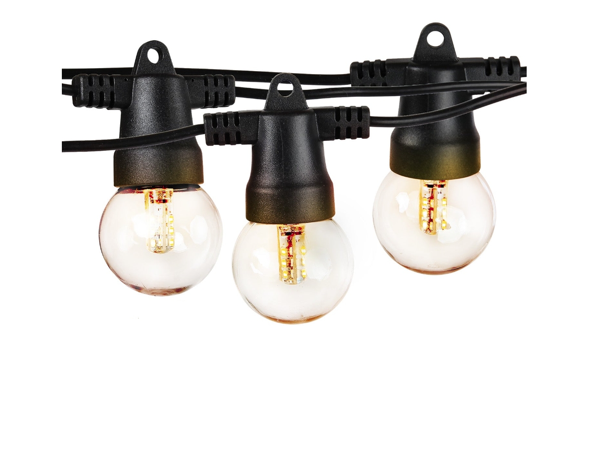 Ambience Pro 27 ft. Outdoor Solar Led 1-Watt G40 String Lights with Soft White Hue - Classic Black