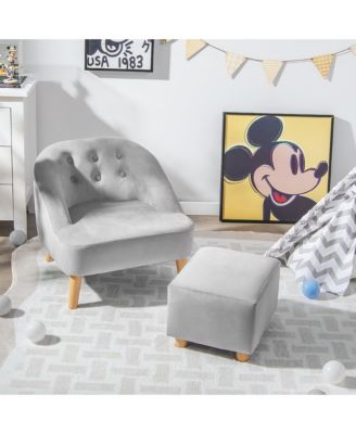 20''  Velvet Fabric  Kids Sofa Chair w/ Ottoman Toddler Single Sofa Velvet Upholstered